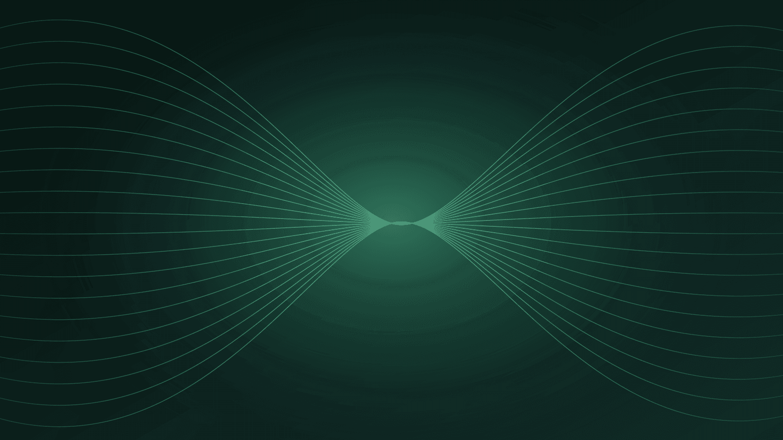 Green lines converging on a single bright point in the dark