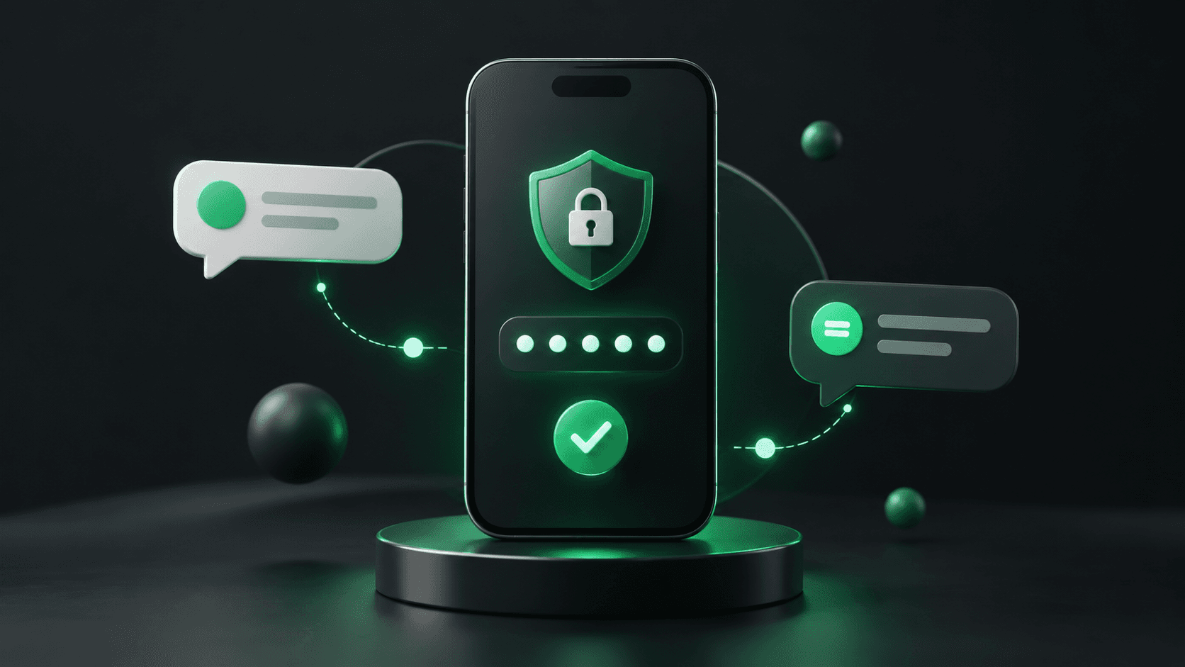 One-time passcode verification flow connecting an app and a phone
